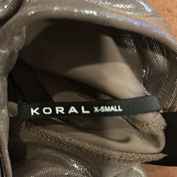 Koral Shimmer Stripe Tan Full Length Leggings - Picture 7 of 7